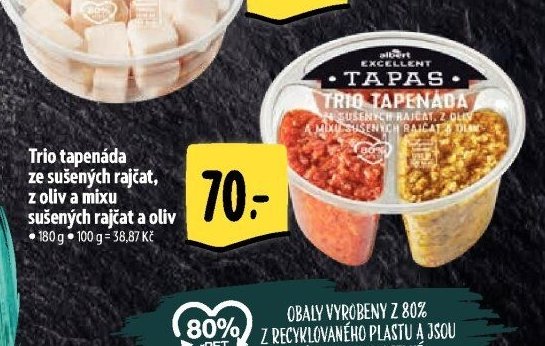 Trio tapenáda ze sušených rajčat, z oliv a mixu sušených rajčat a oliv