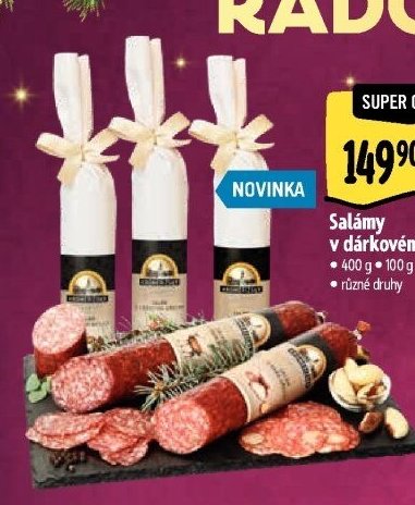 Salámy v dárkovém pytlíku