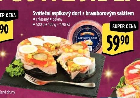 Sváteční aspikový dort s bramborovým salátem
