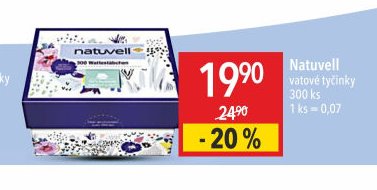 Natuvell vatové tyčinky 300 ks