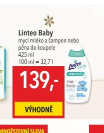 Linteo Baby mycí mléko a šampon nebo pěna do koupele