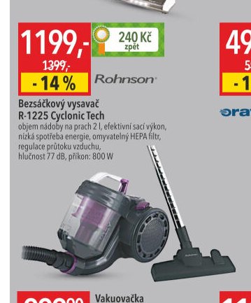 Bezsáčkový vysavač ROHNSON R-1225 Cyclonic Tech