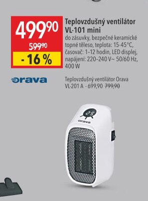 Teplovzdušný ventilátor Orava VL-101 mini