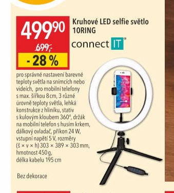 Kruhové LED selfie světlo 10RING connect IT