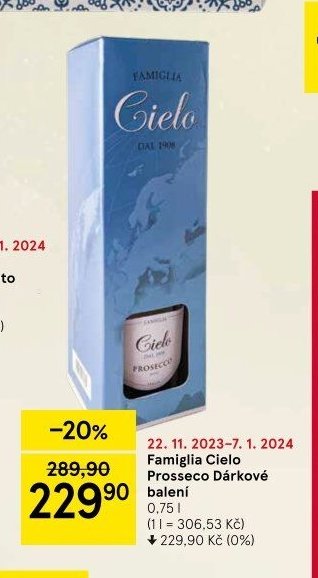 Famiglia Cielo Prosseco Dárkové balení
