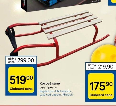 Kovové sáně bez opěrky