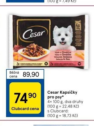 Cesar Kapsičky pro psy 4× 100 g