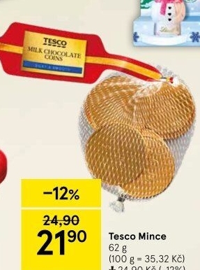 Čokoládové mince Tesco