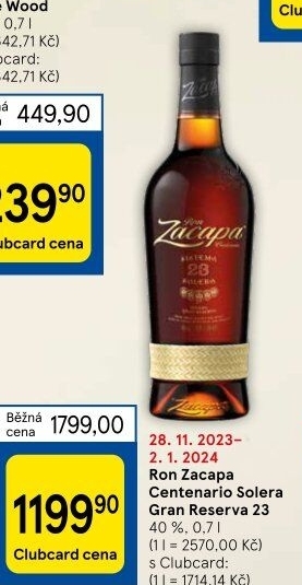 Rum 23 YO Centenario Ron Zacapa - Tesco akcniletaky.com