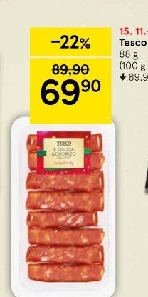 Salám chorizo rollitos s goudou Tesco