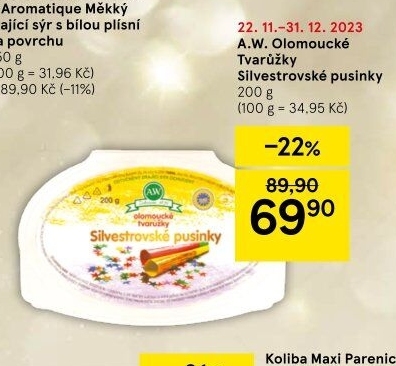 Sýr tvarůžky olomoucké silvestrovské pusinky A.W.