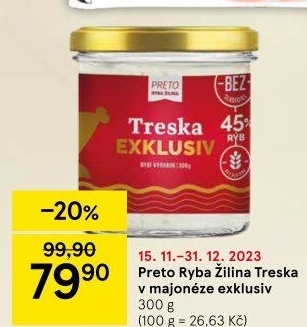 Treska v majonéze exclusive Preto Ryba Žilina