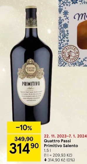 Víno Salento Primitivo Quattro Passi