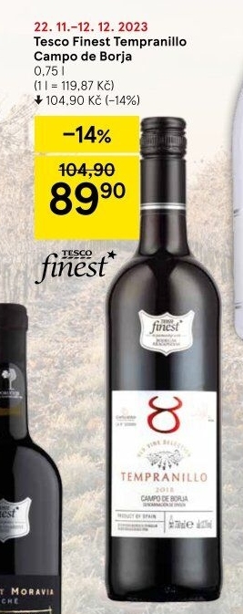Víno Tempranillo Campo de Borja Tesco Finest