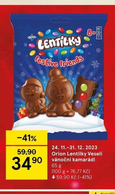 Orion Lentilky Veselí vánoční kamarádi 65 g