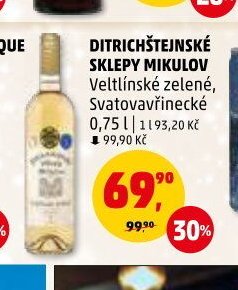 Ditrichštejnské sklepy Mikulov Veltlínské zelené, Svatovavřinecké