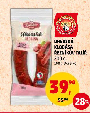 Uherská klobása Řezníkův talíř