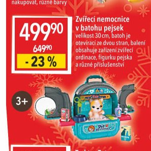 Zvířecí nemocnice v batohu pejsek