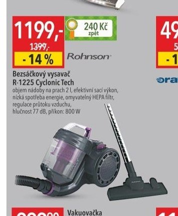 Bez sáčkový vysavač R-1225 Cyclonic Tech