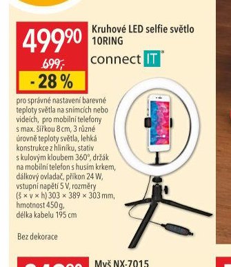 Kruhové LED selfie světlo 10RING