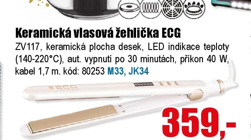 Keramická vlasová žehlička ECG