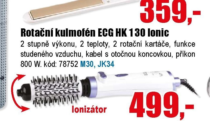 Rotační kulmofén ECG HK 130 ionic
