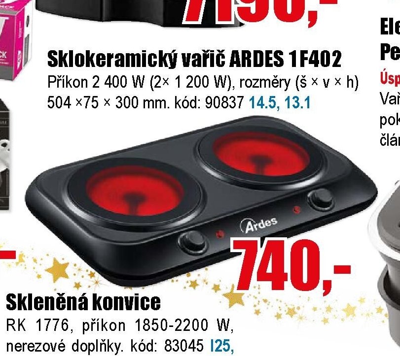 Sklo-keramický vařič ARDES 1F402