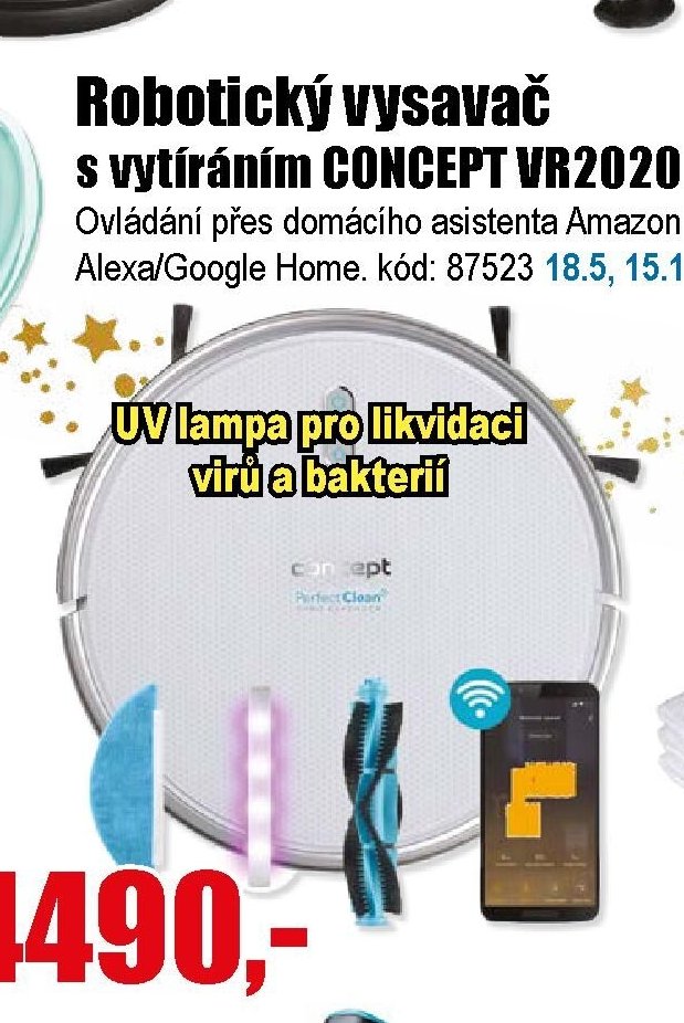 Robotický vysavač s vytíráním CONCEPT VR2020