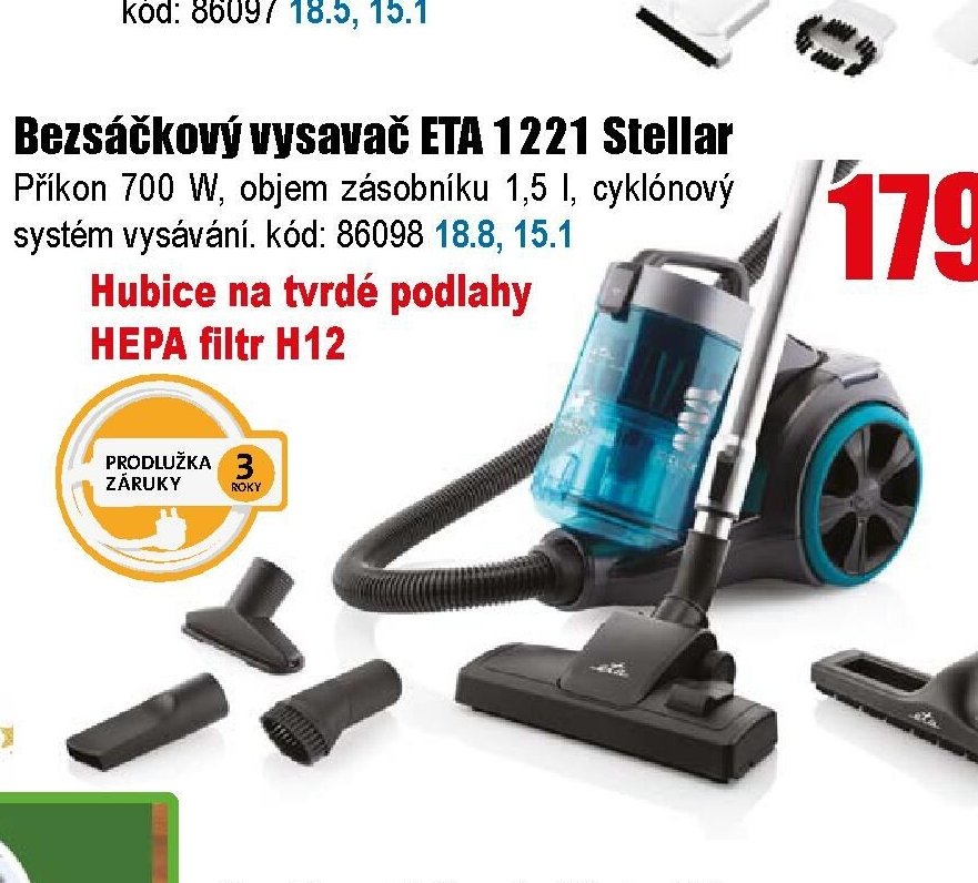 Bez sáčkový vysavač ETA 1221 Stellar