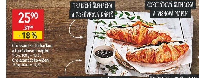 Croissant se šlehačkou a borůvkovou náplní / Croissant čoko-višeň