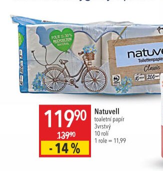 Natuvell toaletní papír 3vrstvý