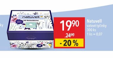 Natuvell vatové tyčinky 300 ks