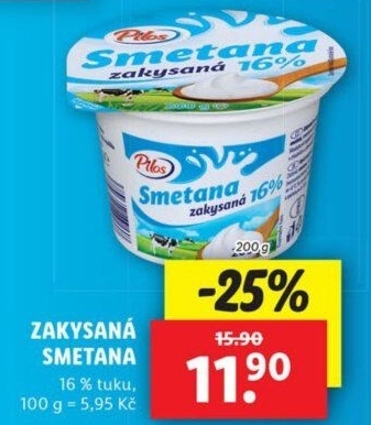 Smetana zakysaná Pilos 16%