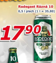 Pivo světlé výčepní Rázná 10° Radegast