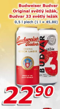 Pivo světlý ležák Original Budweiser Budvar