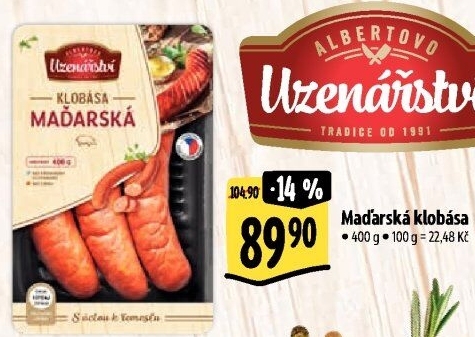 Maďarská klobása Albertovo uzenářství