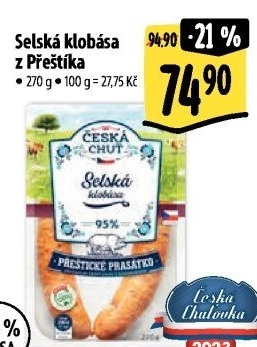 Selská klobása Přeštické prasátko Česká chuť