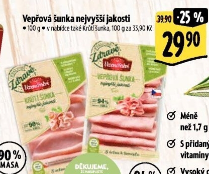 Šunka vepřová nejvyšší jakosti Zdravě Albertovo uzenářství