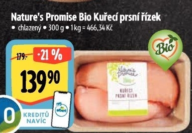 Kuřecí prsní řízky bio Nature'