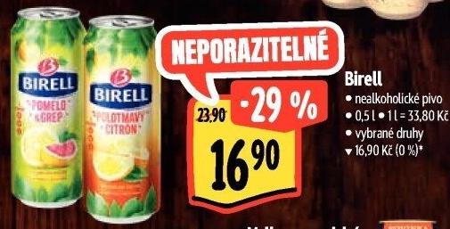 Nealkoholické pivo ochucené Birell