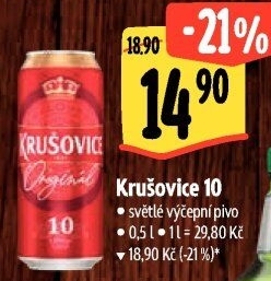 Pivo světlé výčepní Originál Královská 10° Krušovice