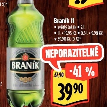 Pivo světlý ležák 11° Jedenáctka Braník