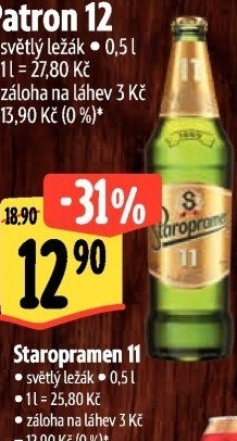 Pivo světlý ležák 11° Staropramen