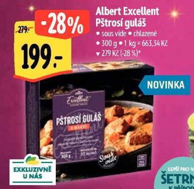 Pštrosí guláš Sous vide Albert Excellent