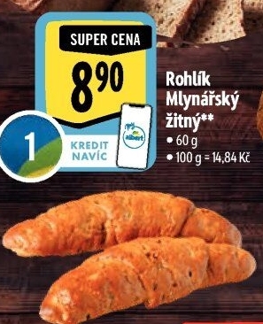 Rohlík Mlynářský žitný Albert