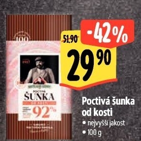 Šunka od kosti poctivá nejvyšší jakosti Kostelecké uzeniny
