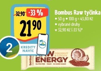 Tyčinka Bombus Raw bez lepku Energy