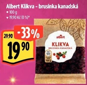 Brusinky klikvy sušené Albert