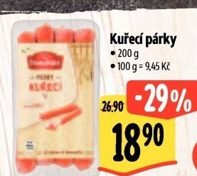Párky kuřecí Albertovo uzenářství