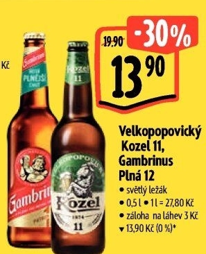Pivo ležák 11° Velkopopovický Kozel